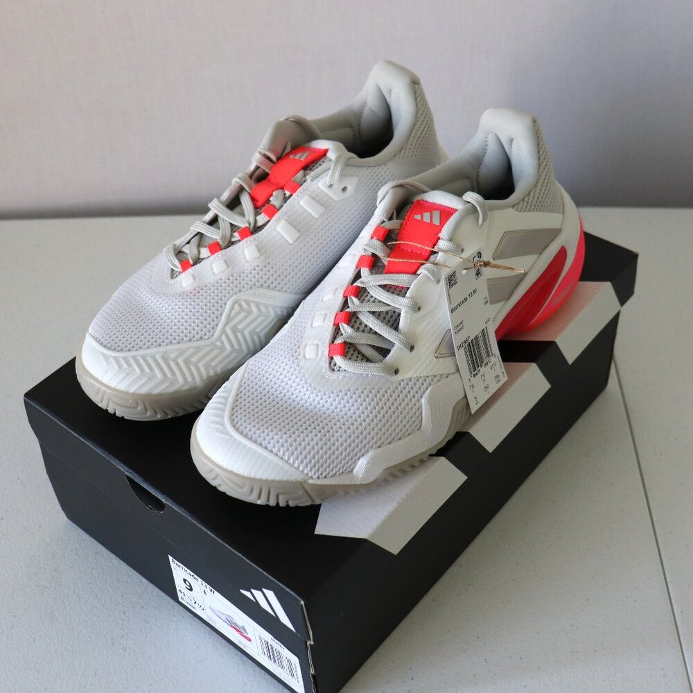 Adidas Barricade 13 Cloud White / Champagne Met. / Lucid Red Tennis Women Size 9